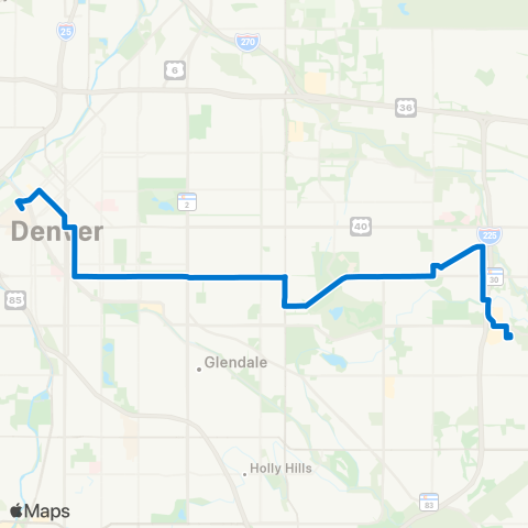 RTD East 6th Avenue map