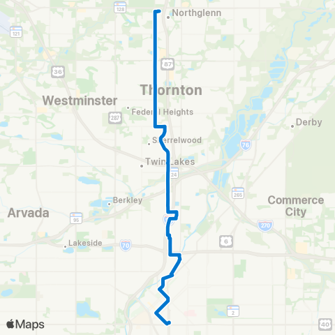 RTD North Broadway / Huron map