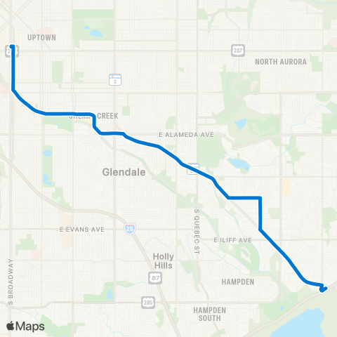 RTD Cherry Creek / Parker Rd Limited map