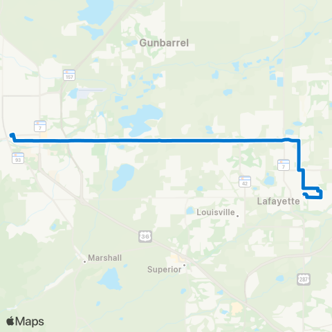 RTD Boulder / Lafayette via Arapahoe map