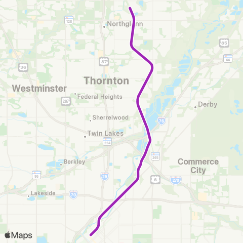 RTD Union Station - Thornton / Eastlake map