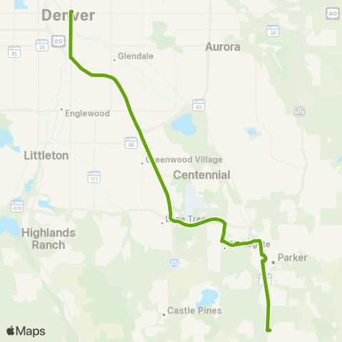 RTD Parker / Denver map