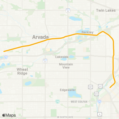 RTD Union Station - Wheat Ridge / Ward map