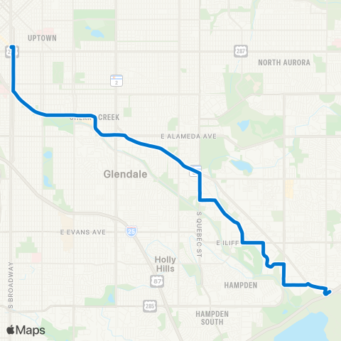 RTD Cherry Creek / Parker Rd Limited map