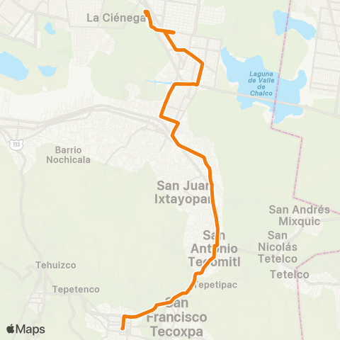 RTP Villa Milpa Alta - Metro Tláhuac map