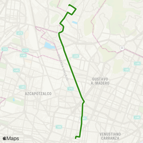 RTP Reclusorio Norte - Metro Hidalgo / Alameda Central map