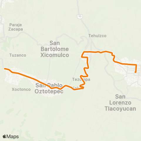 RTP San Salvador Cuahutenco - Villa Milpa Alta map