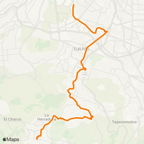 RTP Santo Tomás Ajusco - Metro Universidad map