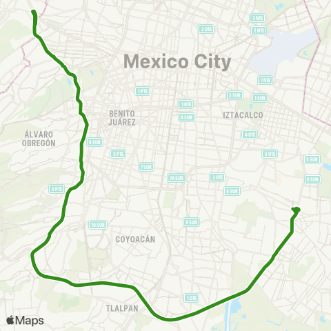 RTP Toreo - Metro Constitución de 1917 (Expreso) map