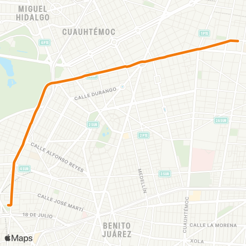 RTP Balderas - Alameda Tacubaya map