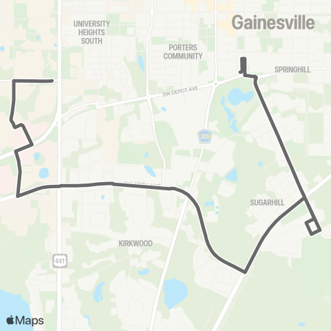 RTS Beaty Towers To Downtown Station map