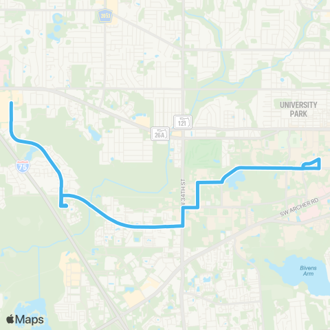 RTS Reitz Union To Oaks Mall map