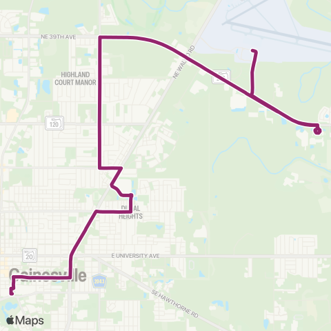 RTS Downtown Station To GNV Airport map