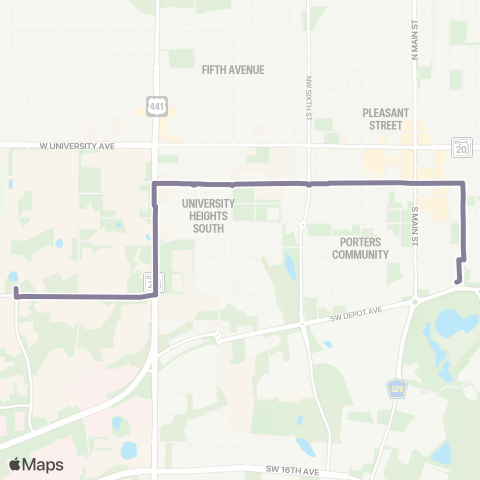 RTS Reitz Union To Downtown Station map