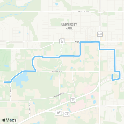 RTS UF E / W Circulator (Lakeside To Sorority Row) map