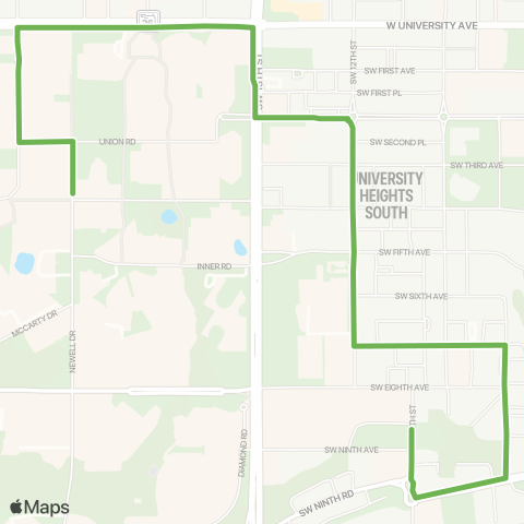 RTS E Circulator (Turlington Hall To Sorority Row) map