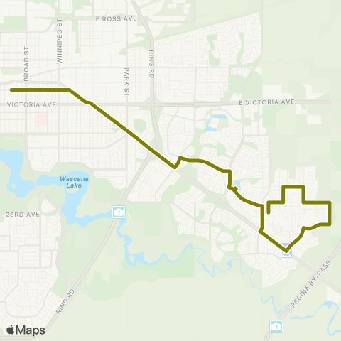 Regina Transit Arcola E Exp - Arcola Dwtn Exp map