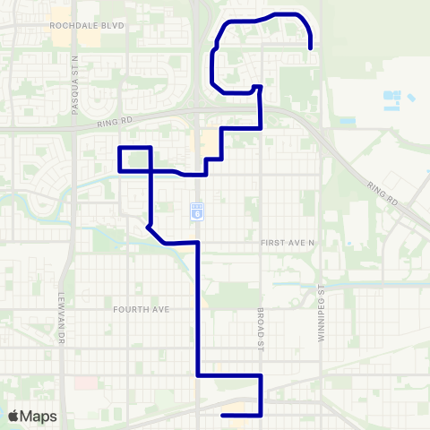 Regina Transit Uplands - Downtown map