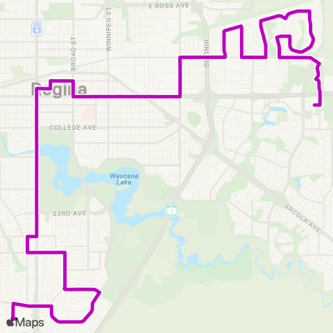 Regina Transit Parkridge - Albert Park map