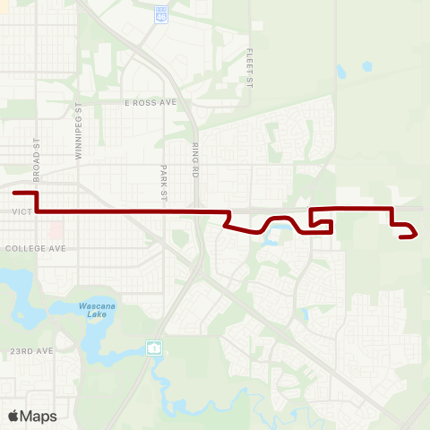 Regina Transit Victoria E Exp - Victoria Dwtn Exp map