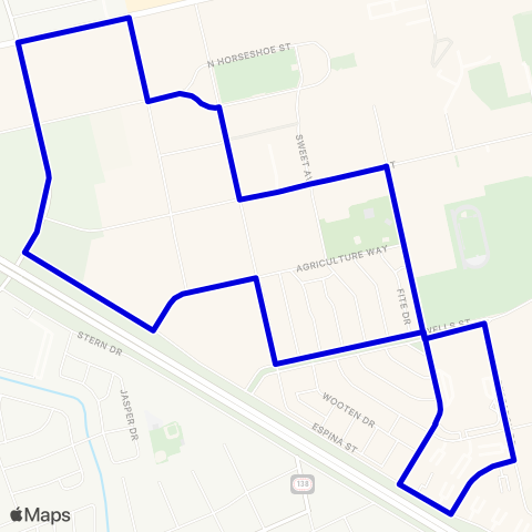 Road Runner Blue Aggie Shuttle map