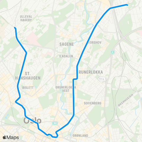 Ruter Grefsen st [4311] - Rikshospitalet map