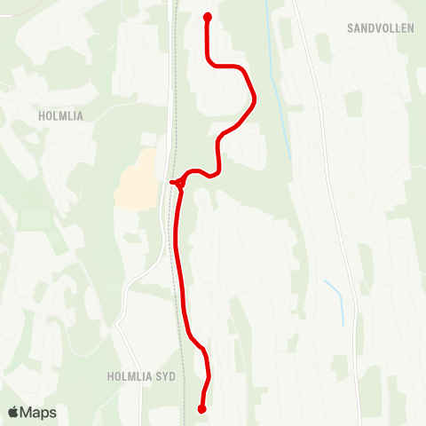 Ruter Holmlia stasjon - Asperudåsen map