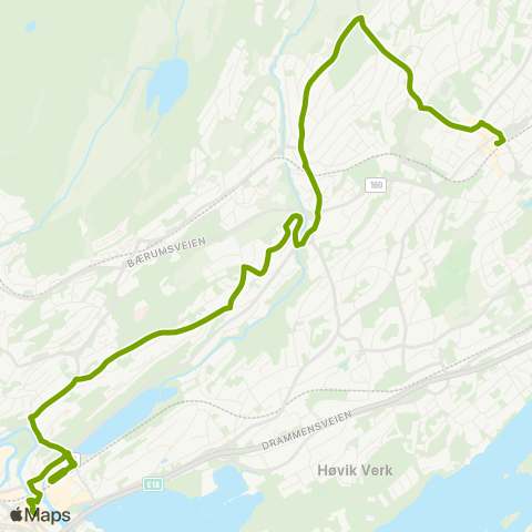 Ruter Bekkestua - Sandvika storsenter map