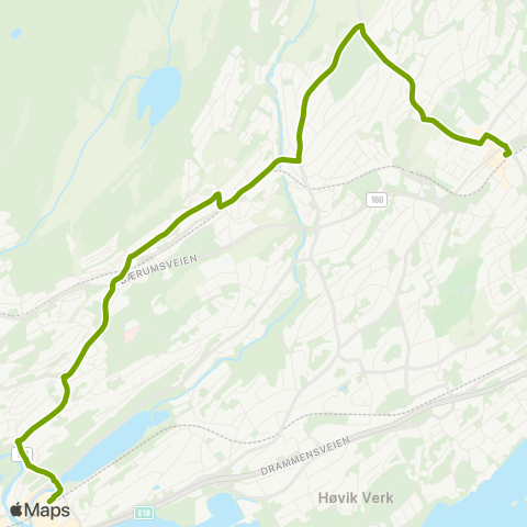 Ruter Sandvika - Bekkestua map