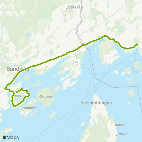 Ruter Nesøya - Oslo bussterminal map