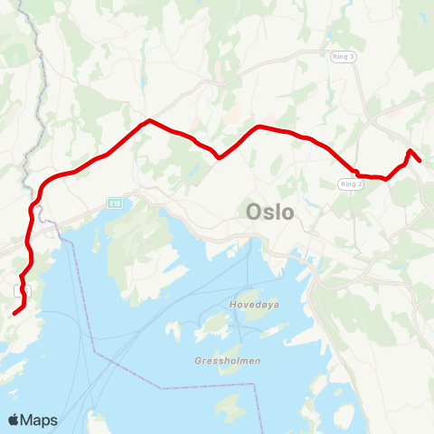 Ruter Fornebu vest - Økern T map