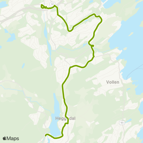 Ruter Heggedal - Blakstad - Asker map