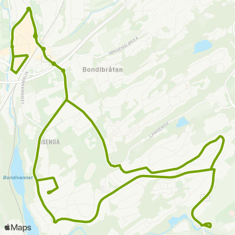 Ruter Asker - Bondi - Blakstad - Bleikerkollen map