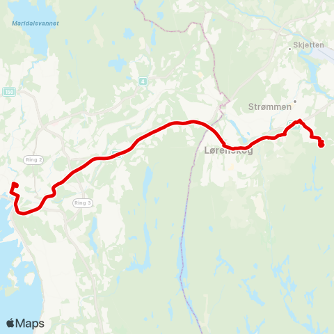 Ruter Blystadlia - Ahus - Oslo bussterminal map