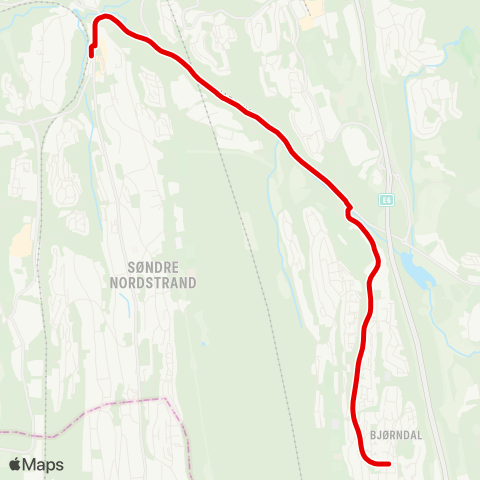 Ruter Hauketo stasjon - Bjørndal map