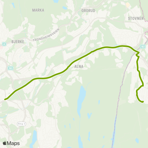 Ruter Vallerudtoppen - Helsfyr map