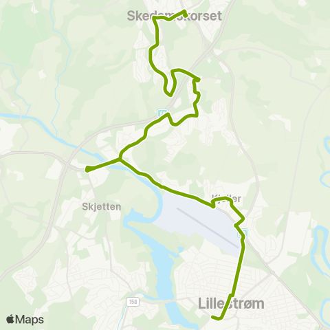 Ruter Skedsmokorset - Olavsgaard - Lillestrøm map