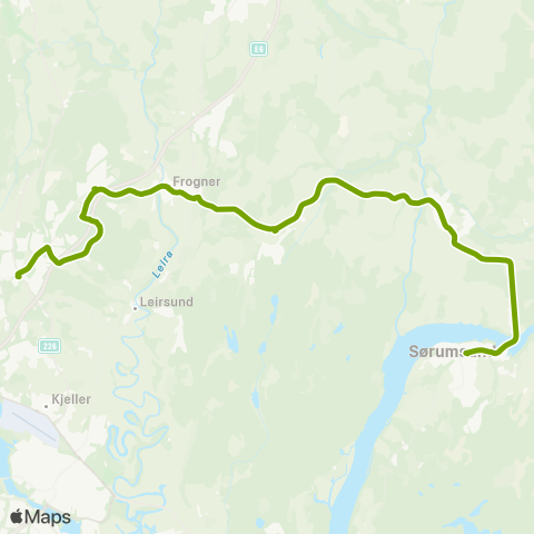 Ruter Sørumsand - Frogner - Skedsmokorset map