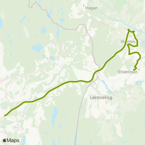 Ruter Strømmen - Olavsgaard - Helsfyr map