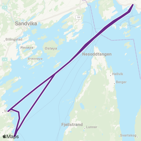 Ruter Slemmestad - Aker brygge map