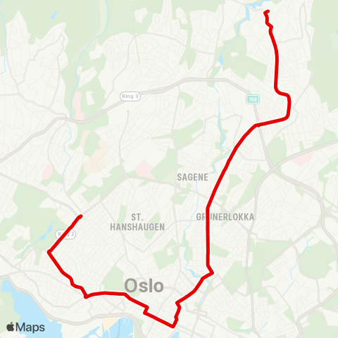 Ruter Majorstuen - Kjelsås map