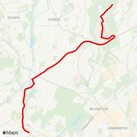 Ruter Øvre Sogn - Skøyen map