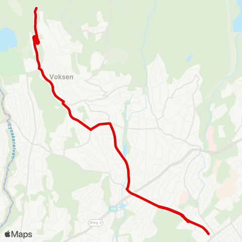 Ruter Majorstuen - Voksen skog map