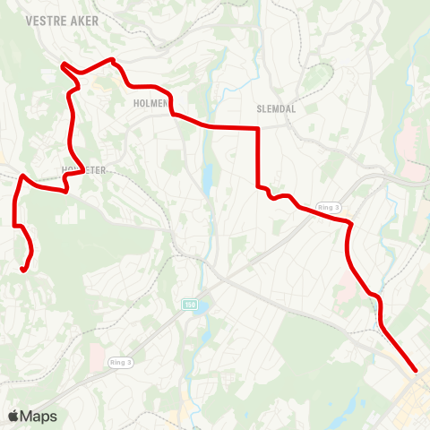 Ruter Majorstuen - Ullerntoppen map