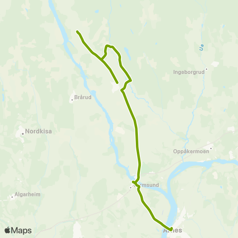 Ruter Bestilling Fenstad øst / vest (461) map