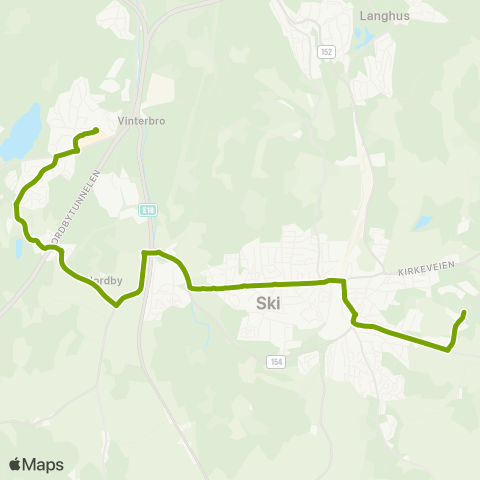 Ruter Vinterbro - Ski stasjon map