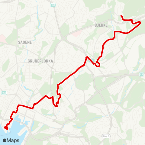 Ruter Vippetangen-Tonsenhagen map