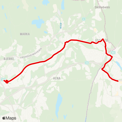 Ruter Økern-Lørenskog sentrum map