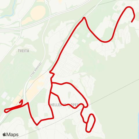 Ruter Tveita-Lutvann map