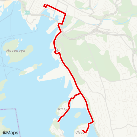 Ruter Jernbanetorget - Ulvøya map